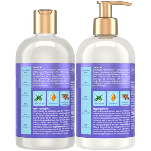 SheaMoisture Shampoo & Conditioner Set, Scalp Moisture with Aloe Butter & Vitamin B3 – New Look, Same Intense Hydrating Hair Care, 13 Oz Ea