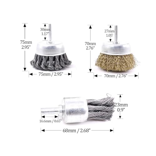 Conjunto de remoção de ferrugem, escova de copo de fio, limpeza eficiente para polimento de metal, a