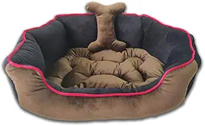 Dogerman Holland Velvet Reversible Bed for Dogs Cats Pets (Large, Brown-Black)