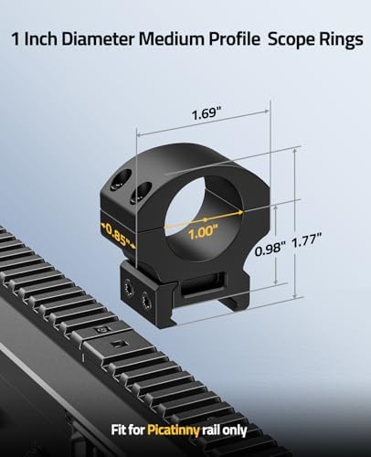 CVLIFE 1 Inch Scope Rings - Medium Profile Precision Rifle Scope Mount for 20mm Picatinny Rails - 2 Pieces - 1