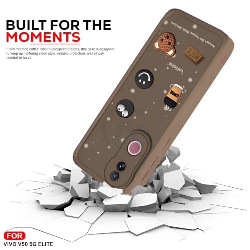 Image of AESTMO Back Case Cover for iQOO Z10R 5G / Vivo V50 / V50e 5G / Vivo T4R 5G | Cute Fun Cartoon 3D Ball | Coffee Silicone Case | Full Body Protection | Camera Protection Back Cover (Brown) | Cute Fun Cartoon