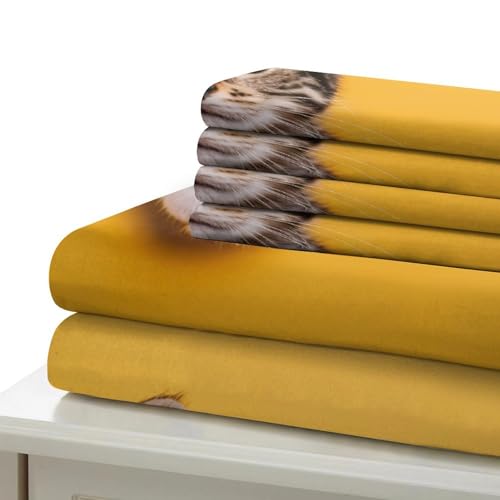 Housse de couette chaton mignon 3D en microfibre Super King avec 2 taies - 7