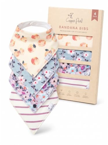 Copper Pearl Baby Bibs 4 Pack, Bandana Drool Bibs for Baby Girl & Boy, Soft Cotton Teething Bibs, Morgan