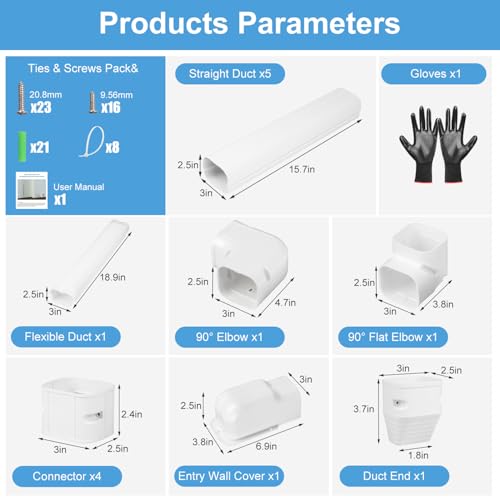 Image of Mini Split Line Set Cover: 3 Inch 10Ft DIY Decorative Outdoor PVC Tubing Cover Kit for Mini Split, Air Conditioner, Central AC and Heat Pumps