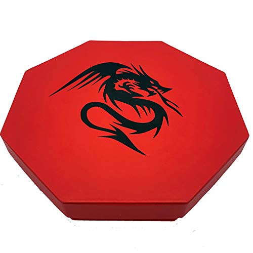 Luck Lab 8 Inch Dice Tray – Red - With Lid And Dice Staging Area For Rpg Table Top Gaming- Dragon Design #TOP6