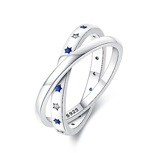 KUNSIR 925 anillos de plata de ley para mujeres Zirconia cúbde color anillos de declaración apilables para mujeres