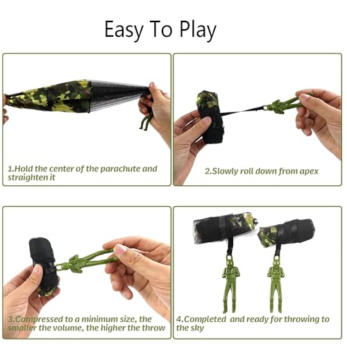 Ismeally 5 Pack Parachute Toy, Tangle Free Throwing Toy Parachute, Top Indoor & Outdoor Toss It Up Flying Toys for Christmas Holiday Birthday Gift Party Favors (Mixed Army)