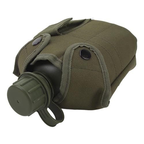 VGEBY Portable 1L Large Capacity Canteen with Cover and Cup, Leak Proof Wide Mouth, OD Green, for Outdoor Hiking, Travel - Image 2