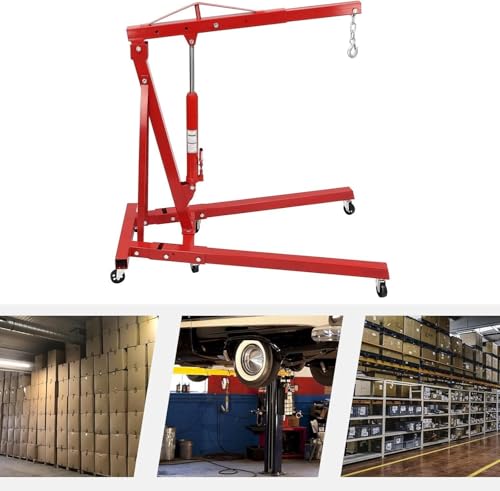 WENQIANGM Hydraulic Crane, Folding Engine, Heavy Duty Steel, with 6 casters, Easy to Move, Suitable for Workshop, Garage, car Repair