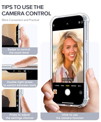 GVIEWIN Etui do iPhone Air 6,5" 2025,z folią ochronną ekranu[Pełna ochrona aparatu]Wstrząsoodporne wojskowe etui ochronne na telefon z przezroczystym kwiatowym wzorem kobiet do 17 Air,Sakura/Różowa