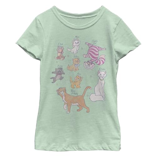 Image of Disney Girls Classic Multi Franchise Kitties Girl's Heather Crew Tee