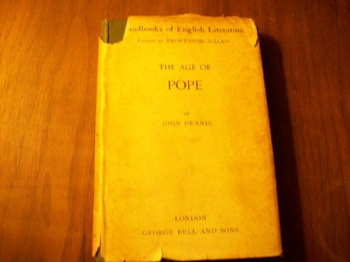 The age of Pope (1700-1744) (Handbooks of Engli... B00086K00G Book Cover