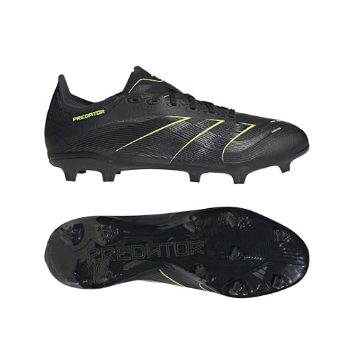 Adidas Unisex Predator League Firm Ground/Multi Ground Football Boots, Core Black/Carbon/Lucid Lemon, 12 Uk - 5