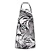 LINGF grembiule tigre bianco nero, grembiuli da cucina grembiule da cucina bavaglino impermeabile con 2 tasche cravatte lunghe