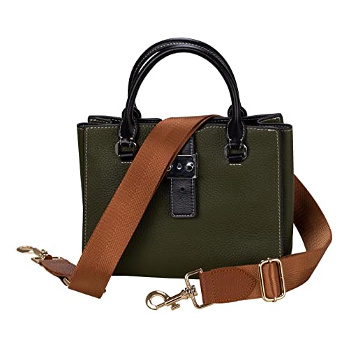 Allzedream Wide Purse Strap Replacement Crossbody Shoulder Bag Adjustable (Brown Gold Leather) #TOP2
