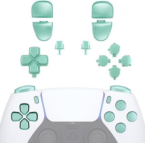 eXtremeRate Zamienny Pad Kierunkowy R1 L1 R2 L2 Wyzwalacze Opcje Udostępniania Przyciski Twarzy, Pełny Zestaw Przycisków Kompatybilny z Kontrolerem ps5 BDM-030 - Metaliczny Cynk Zielony