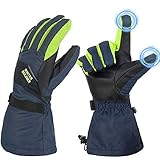 [page_title]-JTENG Skihandschuhe Herren wasserdichte und Winddichte Handschuhe, Kälteschutz in Winterzeit, Leicht und Strapazierfähig (Blau-Grün, L)