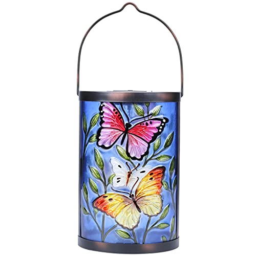 Butterfly Solar Lantern Outdoor Waterproof Hanging Glass Garden Light
