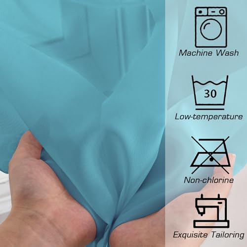 Image of Simplebrand Turquoise Sheer Curtains 72 Inches Long 2 Panels for Living Room, Rod Pockets Airy Window Treatments Voile Sheer Curtains Panels Lightweight for Front Back Patio Glass Door, 42 inch Width