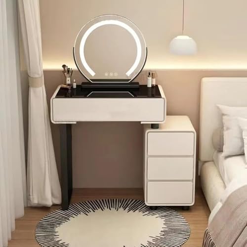 ���ϑ� �h���b�T�[ �R���p�N�g ���C�N�f�X�N ���� dressing table �����K���X�V�� ��?�� �I�V���� ���[�t�� LED�~���[���C�g�t�����邳�����\��3�̏Ɩ����[�h �h���b�T�[�e�[�u�� �P�n ������� ����50cm�`80cm (���t���i�X�c