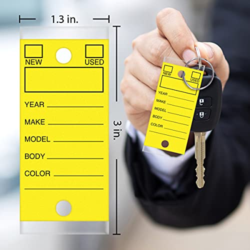 Image of Versa-Tags Yellow Self-Protecting Key Tags with Chrome-Plated Split Rings, 1000 Count Automotive Dealership Key Tags for Car Truck RV Inventory & Service Organization | Yellow self-protecting key tags with chrome-plated split rings for automotive dealerships, vehicle inventory
