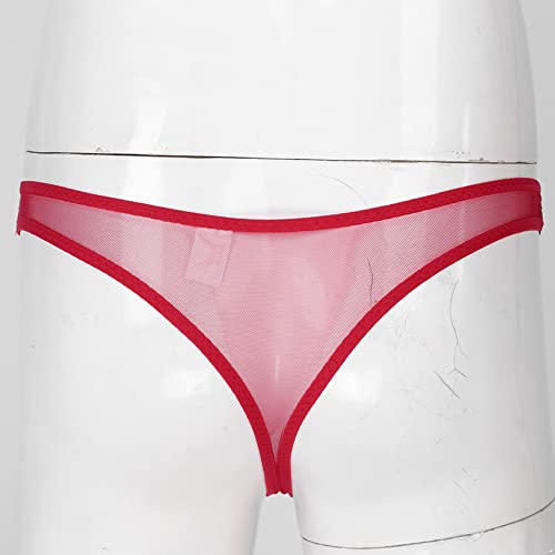 Fghsfrt Men Sexy Underwear Lace Low Rise Briefs T-Back Thongs Sissy Panties Intimate Lingeries Red #TOP3
