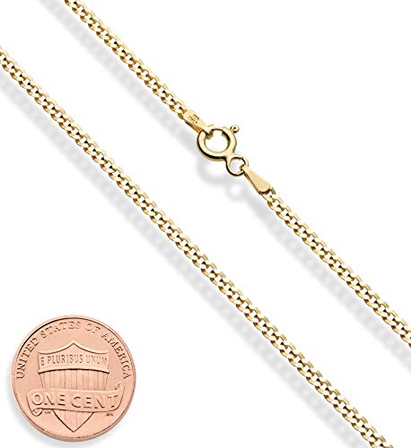 Miabella Solid 18K Gold Over 925 Sterling Silver Italian 2.5Mm Diamond Cut Cuban Link Curb Chain Necklace For Women Men, Made In Italy (Length 22 Inches) #TOP1