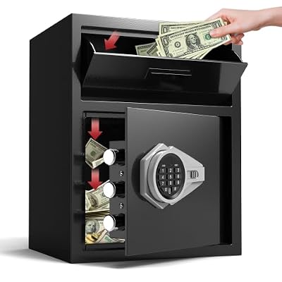 Emasme Money Safe for Cash, Digital Security Safe with Quick Place Drop Slot, Anti-Theft Small Safe for Documents Jewelry Retail Store Office Hotel (17''H)