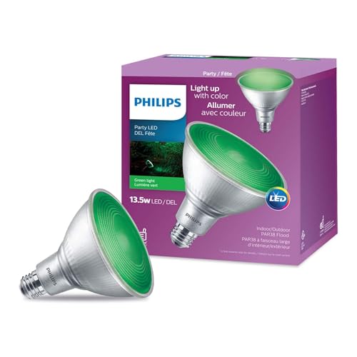 Philips LED Non-Dimmable PAR38 Green Party Light Bulb - EyeComfort Flicker Free - E26 Base - 13.5W - Indoor