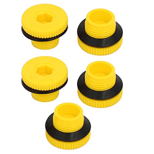 Aexit - Aexit G3/8 Étanchéisation mâle en plastique conception à six pans Bouchon fileté Étanchéisation des tuyaux 5pcs jaune