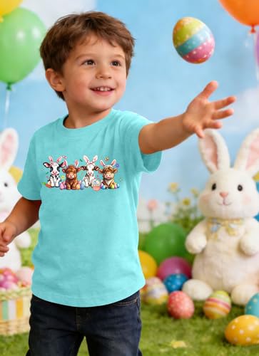 Image of Ithalt Kids Easter Shirts for Girls Cute Bunny Graphic Tshirt Easter Long Sleeve Tops 5-14y