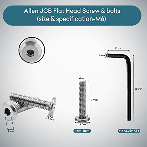 Image of Rely⇒VP INDUSTRIES (Pcs-25) M6x16 mm JCB Allen Head Furniture Screw Stainless Steel Grade 304 | Furniture Bolt for Crib Bunk Bed Furniture Cot, Barrel Bolt