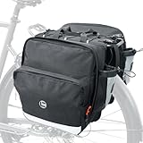Danuosie Bike Panniers 30L, Water Resistant Bicycle Saddle Bag for Rear Rack with Zipper Flap, Large Capacity Bike Bags with Bottle Holders, Reflective Pannier for Cycling Commuting Touring
