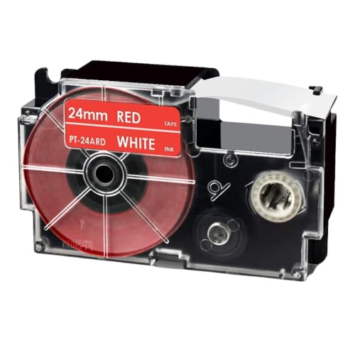 18カラーXR-24X XR-24WE XR-24RD XR-24BU XR-24YW XR-24GN 24MMラベルテープKL-E300 KL-G2 KL-V460互換ラベルメーカー(White on Red)