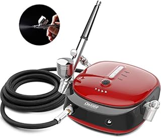 Oasser Airbrush Compressor Kit, Dual Action Airbrush Suit with Rechargeable 1000mAh Lithium Battery, 0.3mm Nozzle and 7CC Cup, Spray Airbrush Gun for Model, Tattoo, Manicure, Cake, Cosmetics, Painting