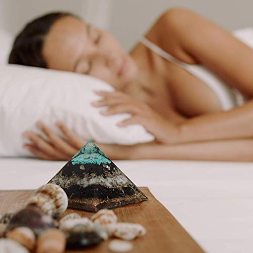 Orgone Pyramid Energy Generator Turquoise Black Tourmaline Pyramid For E-Emission Protection Meditation Healing Chakra. #TOP2
