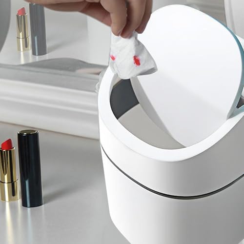 Small Trash Can with Lid, 0.5 Gal/1.8l Compact Removable Mini Wastebasket (White) - image 4