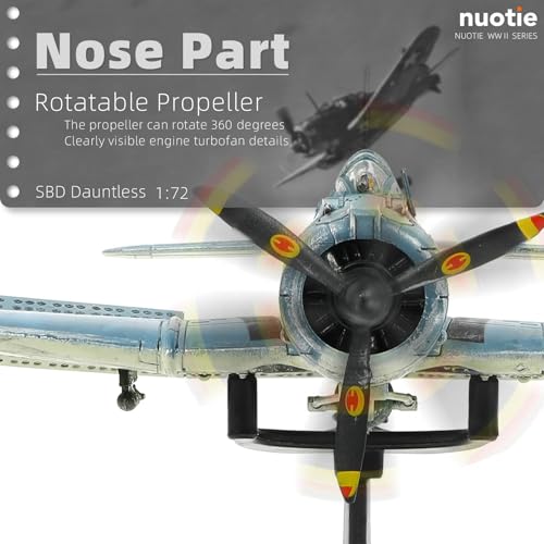 NUOTIE 1/72 Douglas SBD-2 Dauntless Dive Bommber Model World War II Midway Vintage Warplane Metal Diecast Aircraft Military Display Airplane for Display Collection or Gift - Image 3