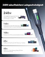 INIU 240W USB C Kabel, PD Schnellladekabel USB C auf USB C Kabel, Nylon Geflochten Ladekabel USBC Ladegerät für iPhone 17 16 15 Pro Max Samsung S26 Ultra Pixel 10 iPad Pro MacBook Air [2Pack Blau 2m] – Ansicht 3