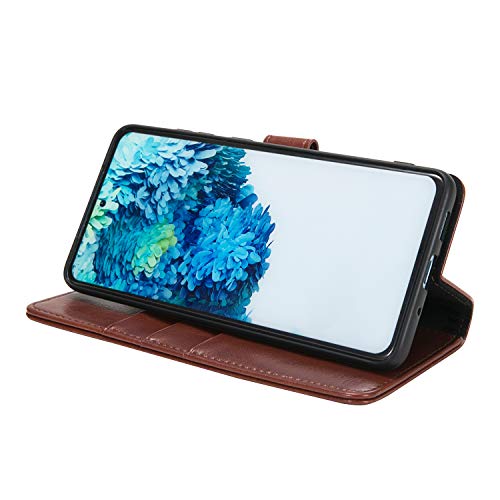 Hissimo Flip Wallet Case For Samsung Galaxy S20 Ultra, 3 Card Slots, Magnetic Closure, Coffee #TOP4