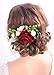 Produktbild Kercisbeauty Haarspange mit rotem Blumenmuster, Burgunderrot, Hochzeit, Haarband für Braut, Garten, Hochzeit, Brautjungfer, Kopfbedeckung, Blumenmädchen, Haarkleid
