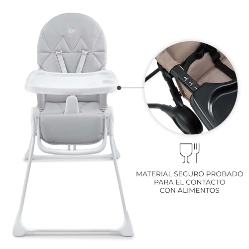 Miniatura 4 de Kinderkraft Binci, Trona Bebé, Ligera Y Plegable, Con Bandeja, Reposapiés Y Arnés De 5 Puntos, Ideal Para Espacios Reducidos Y Viajes, Gris Claro