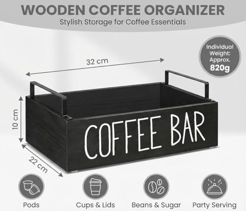Boîte de rangement café et thé couleur noire au design compact - 3