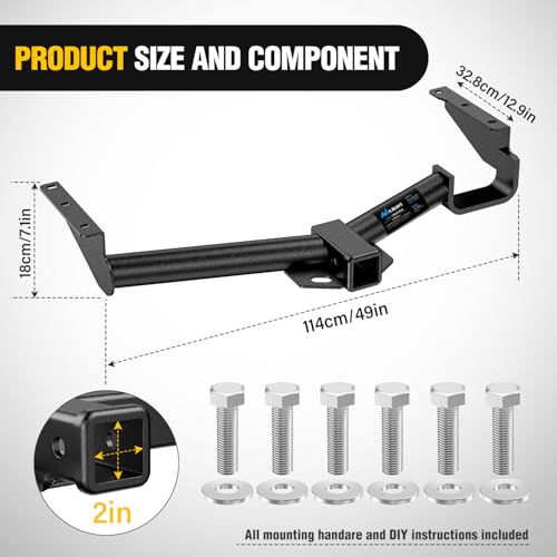 Image of Nilight Class 3 Trailer Hitch 2 Inch Receiver for 2004-2007 Toyota Highlander; 2004-2006 Lexus RX330 ; Lexus RX400h 2006-2008; Lexus RX350 2007-2009; Multi-Fit Hitch Ball Mount Cargo Carrier Bike Rack