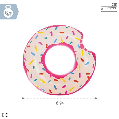 Intex 56265NP - Aufblasbarer Schwimmring Regenbogen-Donut, Vinyl, Mehrfarbig, 94x23 cm