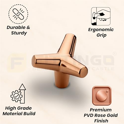Image of Y Shape Knob for Drawer /Decorative Knobs and Pulls /Drawer Knob /Door Knobs for Drawers (Zinc /PVD Rose Gold Finish) Pack of 8-| 3 Years Warranty |