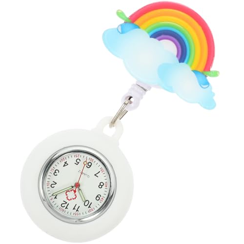 VILLCASE Montre Infirmière, Rétractable Infirmière Montre de Broche en Silicone Arc-en-Ciel, Cadeau Portable pour Femmes Et Filles, De Poche Pratique pour Médecins Et ères
