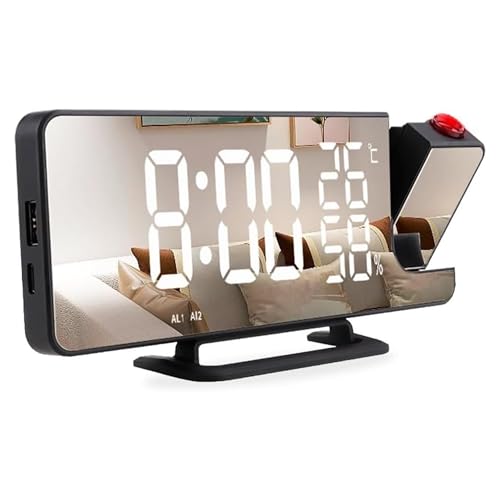 Radio Réveil avec Projection - Noir - AM/FM - Sur Secteur - Horloge Numérique - Réveil Radios - Réveil Projection - Réveil avec Projection - Horloge...