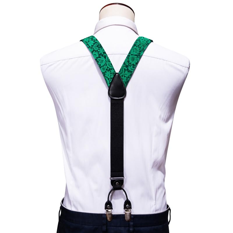 Set de Tirantes y Corbatín para Hombre de Seda Verde miniatura 4