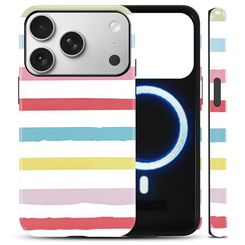 Coque iPhone 17 Pro fine rigide TPU rayures aquarelles protection MagSafe 6,3 pouces